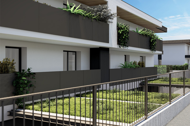 Render degli Appartamenti con Ampi Giardini